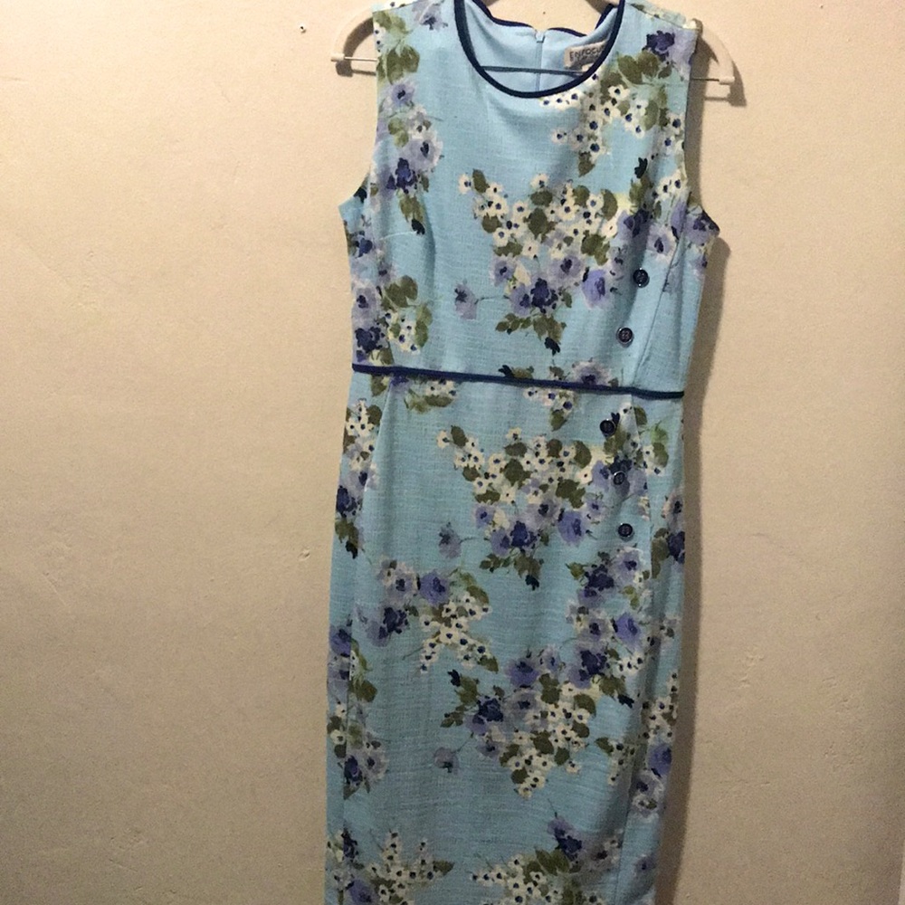 Blue floral knee length dress